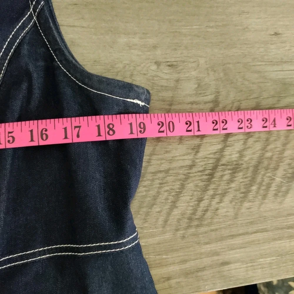 Ann Klein Vintage-Style Dark Wash Denim Sheath Dress with Contrast Stitching 14 - Picture 4 of 7